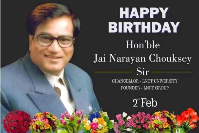 कुलाधिपति, एलएनसीटी समूह के संस्थापक एवं अखिल भारतवर्षीय हैहय कलचुरि महासभा के राष्ट्रीय अध्यक्ष “श्री जयनारायण चौकसे जी” (प्रसिद्ध उद्योगपति) जी को इंडियन हेडलाइन न्यूज़ की ओर से जन्मदिन कि हार्दिक बधाई एवं शुभकामनाएं. 